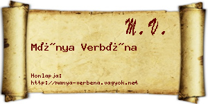 Mánya Verbéna névjegykártya